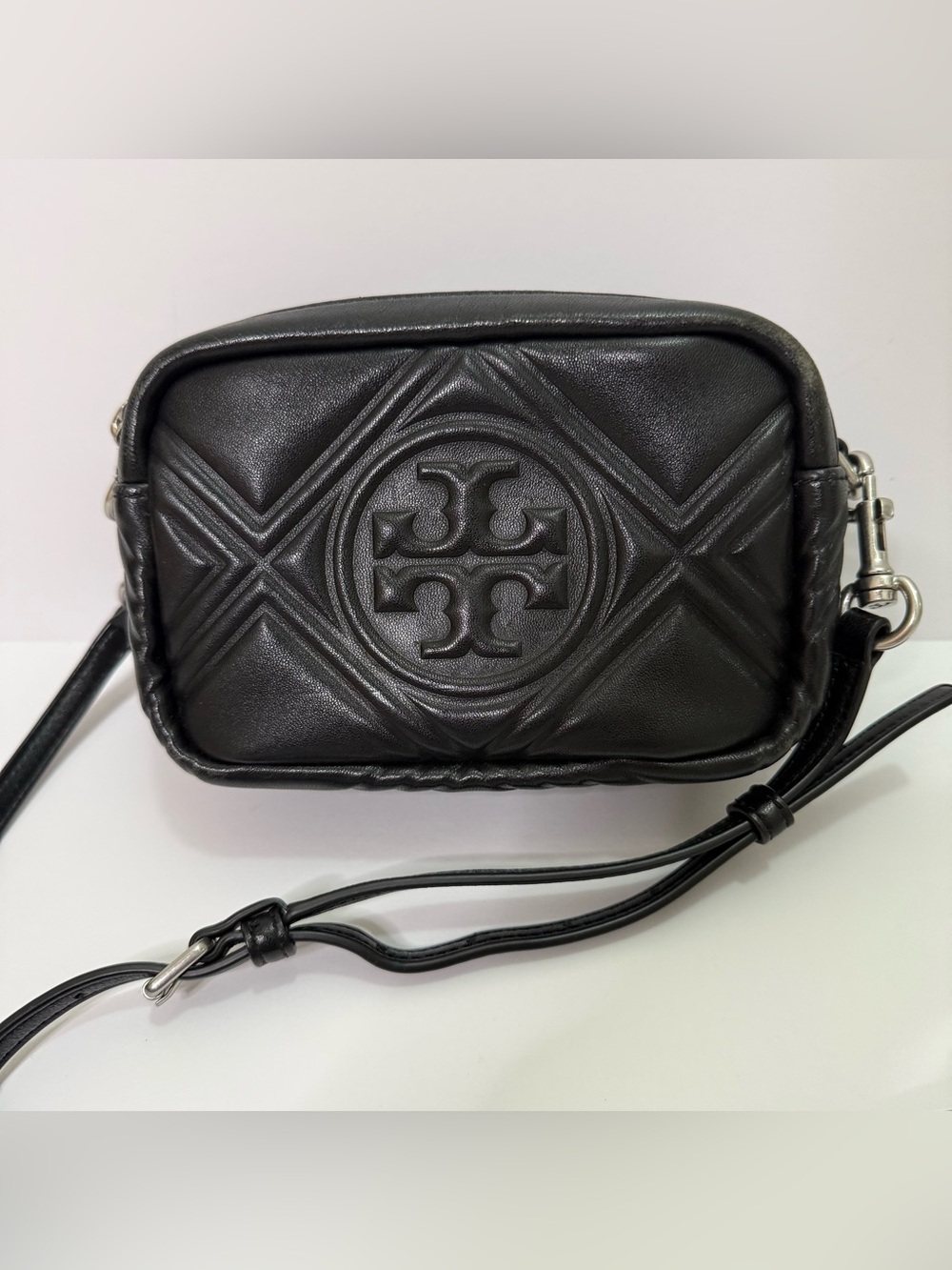 Tory Burch Perry Bombe Mini Puffy Logo Crossbody Bag – Black